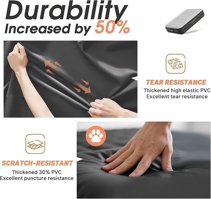 Twin Air Mattress with Built in Pump,Inflatable Mattress 2 Mins Self-Inflation/Deflation,Thicker Blow up Mattress Leak-Proof,Flocked Top Air Bed with Storage Bag for Home, Camping & Guests