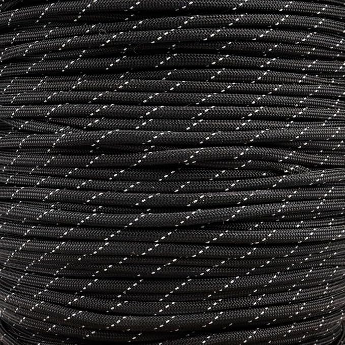 Paracord Planet Reflective 550lb Paracord – 7 Strand Type III Nylon Parachute Cord for Outdoor Visibility, Hiking, and Crafting – 30+ Colors and 4 Length Options
