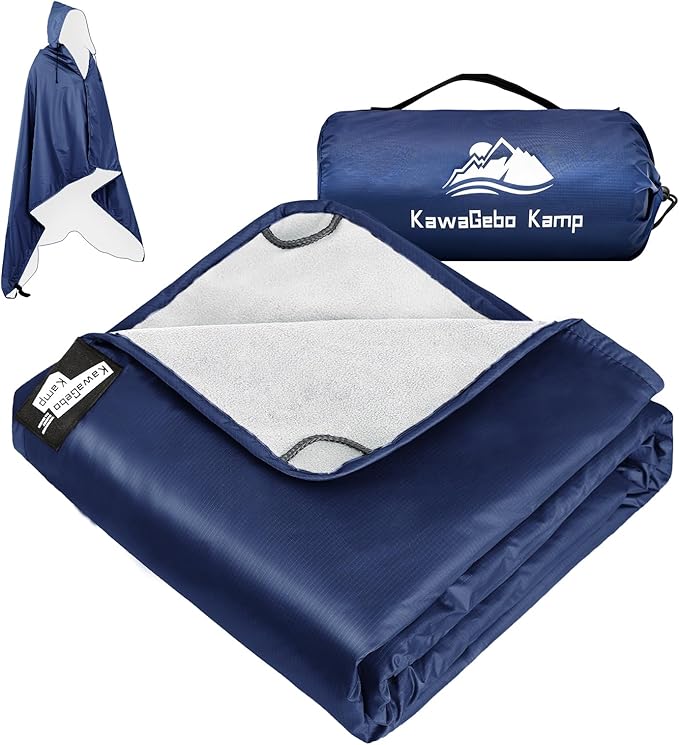 Fleece Waterproof Outdoor Blanket, Windproof Stadium Blanket for Camping, Picnics, and Sports Stay Dry and Comfortable 80"x58"