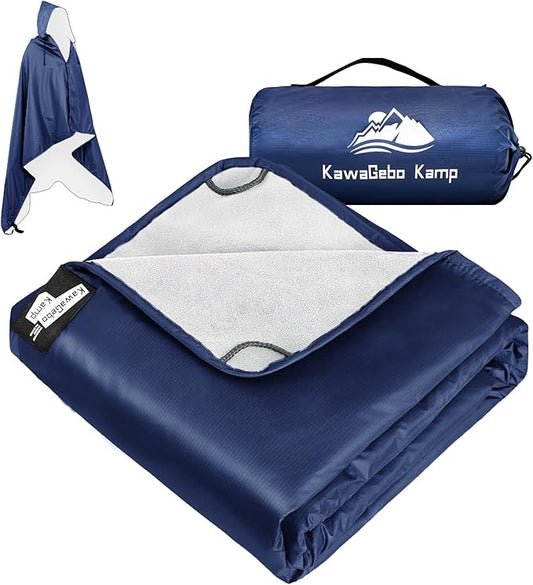 Fleece Waterproof Outdoor Blanket, Windproof Stadium Blanket for Camping, Picnics, and Sports Stay Dry and Comfortable 80"x58"
