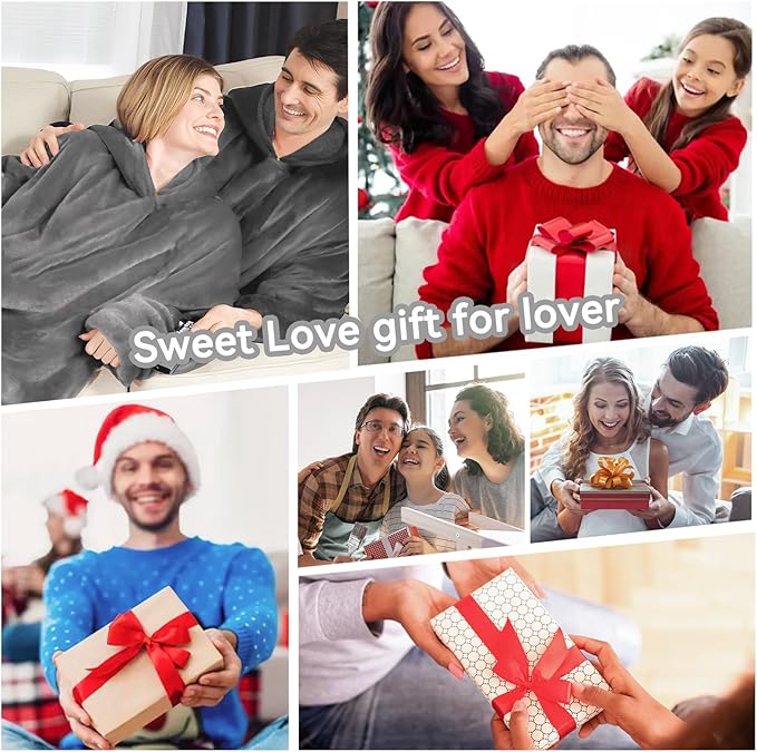 Wearable Blanket for Women and Men Warm Cozy Giant Fleece Blanket with Sleeves for Adults Plush Furry Throw Cloak Gift