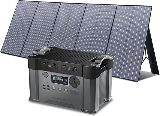 ALLPOWERS S2000 Portable Power Station, with 400W SP037 Foldable Solar Panel, 1500Wh/2000w Battery Backup, Solar Power Bank for 11 Devices, for Outdoor Camping, Traveling, Emergencies