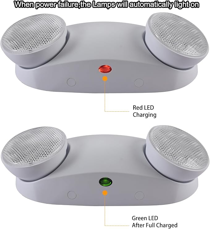 Emergency Light,200lm 4Hours Battery Backup,Commercial Emergency Exit Lighting for Home Power Failure Outage Office Business Restaurants, Hardwired, UL 924 AC85-277V