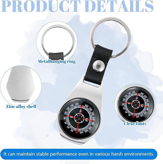 Custom Engraved Compass Keychain - Personalized Brass Compass with Luminous Function, Waterproof Survival Tool for Hiking Camping Graduation Gifts