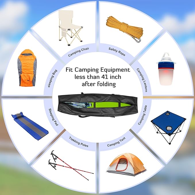 INFANZIA 41 inch Duffel Travel Sports Equipment Bag, 2PCS Long Luggage Bag with Upgrade Zipper Water Resistant, Extra Large Foldable Storage Bag for Camping, Tent, Tripod, Fishing