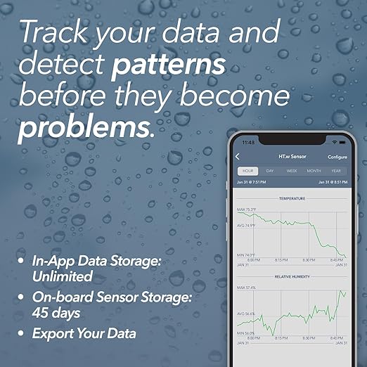 HT.w Smart Temperature Sensor & Humidity Sensor - Bluetooth Thermometer & Hygrometer with App Monitoring - Water Resistant Temperature & Humidity Monitor for RV, Basement, Fridge (4 Pack)