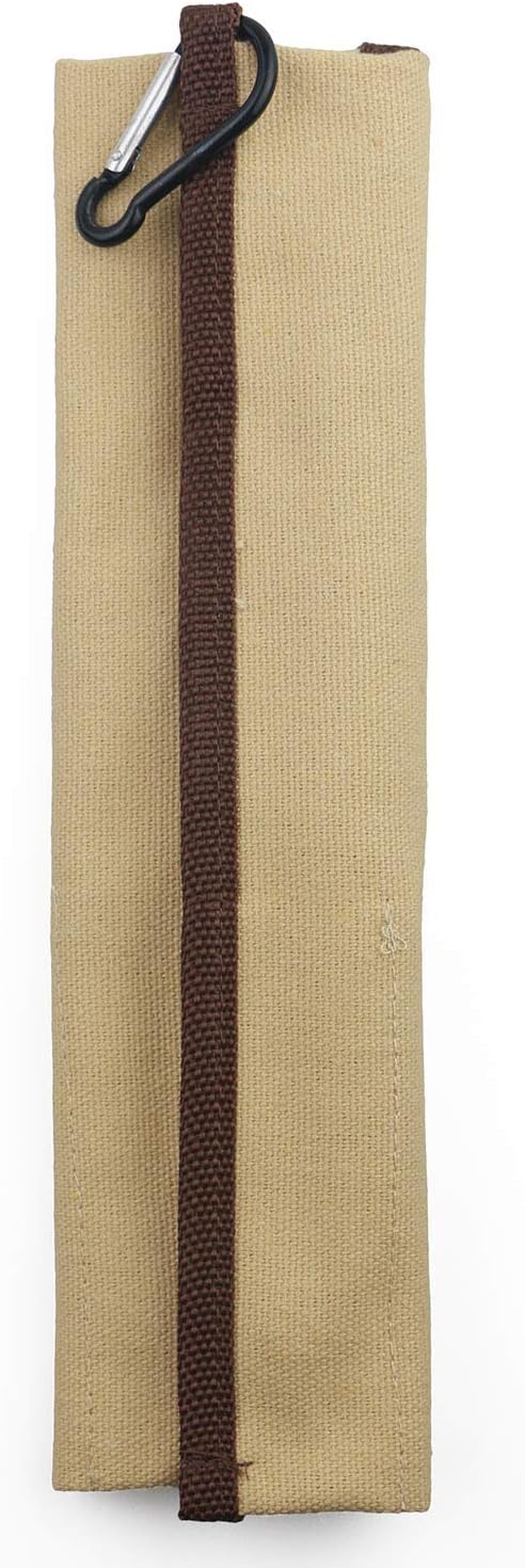 Portable 6 Pieces Flatware Set, 304 Stainless Steel Knife, Fork, Spoon, Chopsticks, Metal Straw, Cleaning Brush, Durable Travel Cutlery Set, Beige Pouch Bag, Rainbow