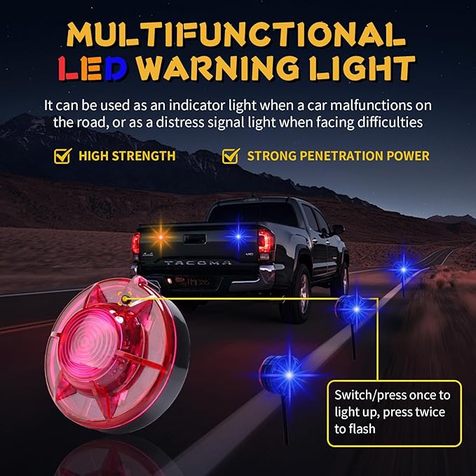 Tumecos Emergency Flare Alert Warning Signal Caution Light LED Beacon Pro with Magnetic Base for Vehicle (Red 1)