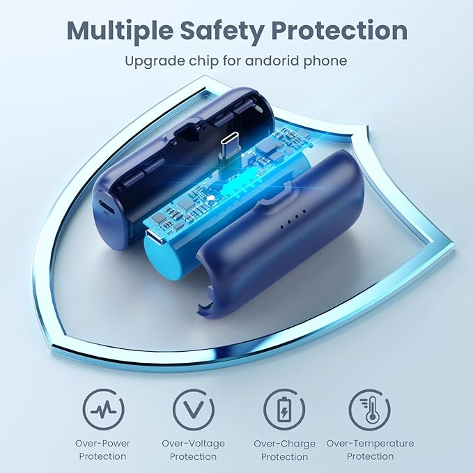 Mini Portable Charger for iPhone 16/15 Series,5200mAh 3A PD USB C Fast Charging Power Bank, Ultra-Compact Cell Phone Battery Pack for iPhone 16/16Plus/15/15Pro Max,Galaxy,Android,Moto,LG,iPad-Sea Blue