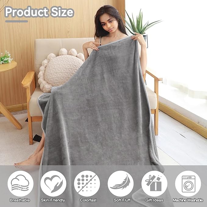 Wearable Blanket for Women and Men Warm Cozy Giant Fleece Blanket with Sleeves for Adults Plush Furry Throw Cloak Gift