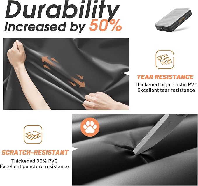 Twin Air Mattress with Built in Pump,18''Inflatable Mattress 2 Mins Self-Inflation/Deflation,XL-Long Blow up Mattress Thicker,Flocked Top Air Bed with Storage Bag for Home, Camping & Guests