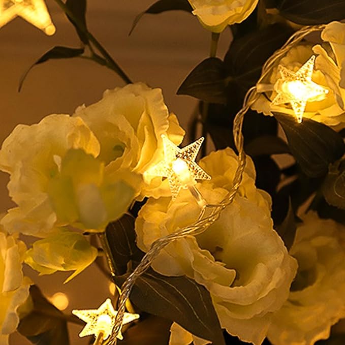 Fairy Star String Lights Plug in, 33ft 100 LED Cute Stars Shaped Lamp 8 Modes for Bedroom Classroom Dorm Porch Wedding Birthday Party Christmas Tree Indoor Outdoor Hanging Decorations (Warm White)