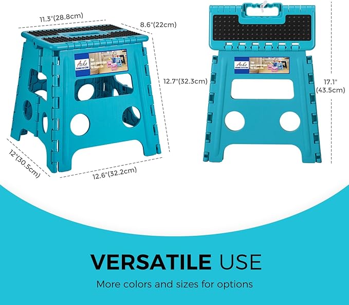 ACKO Folding Step Stool - 13" Premium Heavy Duty Foldable Stool for Adults, Kitchen Garden Bathroom Stepping Stool (1 Pack)