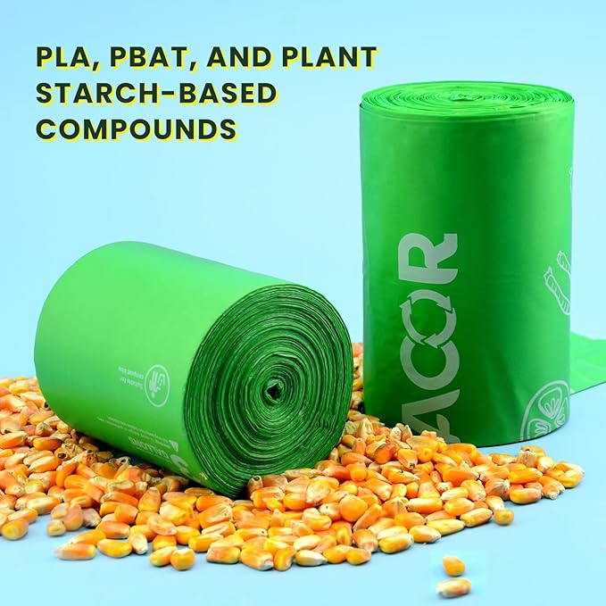 1.6 Gallon Compostable Food Scrap Bags Handle Tie for Kitchen Countertop Bin, 6 Liter Small Compost Bags, 100 Count (Pack of 2), BPI Certified and Meet The ASTM D6400 Standard