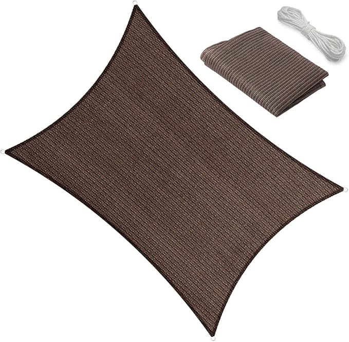 15' x 24' Brown Outdoor Sun Shade Sail Canopy ??UV Resistant Permeable Awning Fabric for Patio, Garden, Backyard, Pergola, Carport, Lawn Shelter Cover