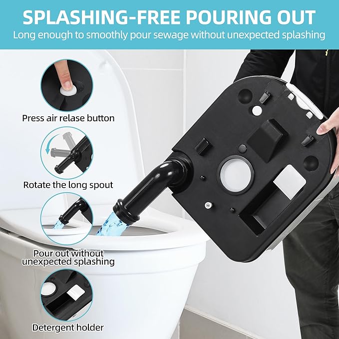 YITAMOTOR Portable Toilet Camping Porta Potty with Paper Collection 6.34 Gallon, Indoor Outdoor RV Toilet with Handle Pump, Leak-Proof OutdoorToilet for RV Travel, Boat, Trips, Grey