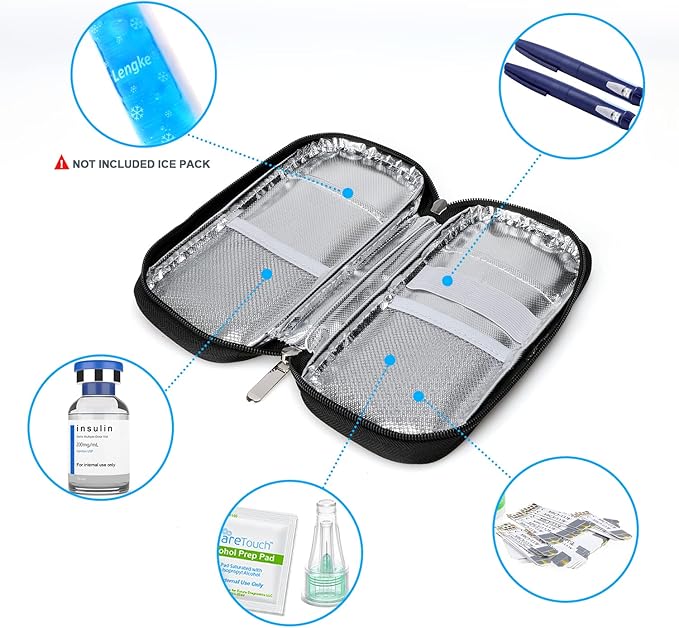 YOUSHARES Insulin Cooler Travel Case - Travel Ice Pack for Diabetic Organize Supplies Diabetes Bags Insulated Cooling Bag (Rose)