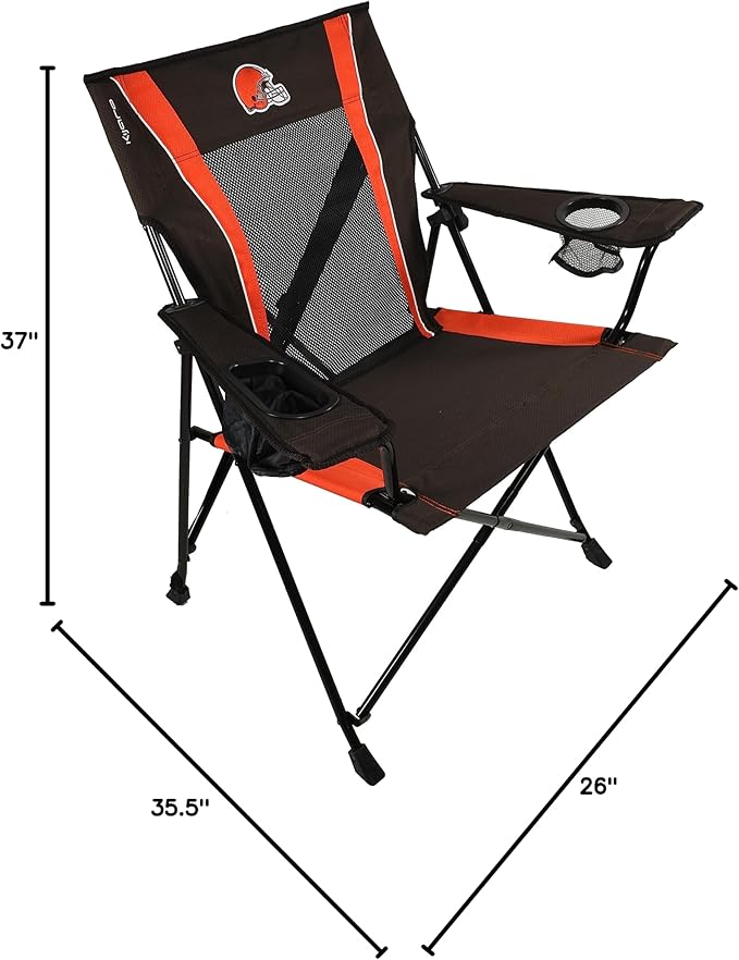 Kijaro Sports Fan Folding Chair, 26" L x 35.5" W x 37" H, Cleveland Browns