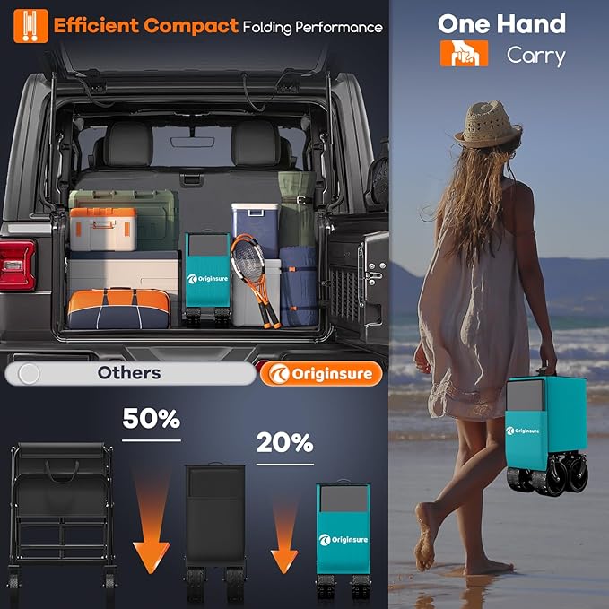 220L Collapsible Wagon Cart Foldable, 460LB Load Capacity Heavy Duty Folding Beach Wagons with Big All-Terrain Wheels, Utility Carts for Groceries, Camping, Sports - Grey&Turquoise