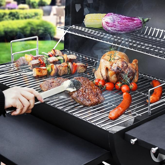 Charcoal Grills Outdoor BBQ Grill 30INCH Barrel Charcoal Grill with Side Table, 627 Square Inches, Outdoor Backyard Camping Picnics, Patio and Parties, Black by DNKMOR
