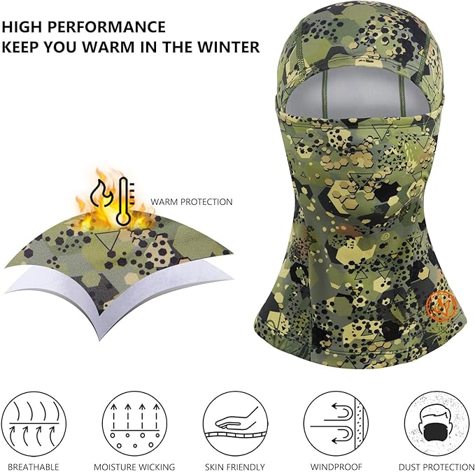 BASSDASH Winter Balaclava Fleece Ski Mask Ninja Hood Neck Warmer Fishing Hunting