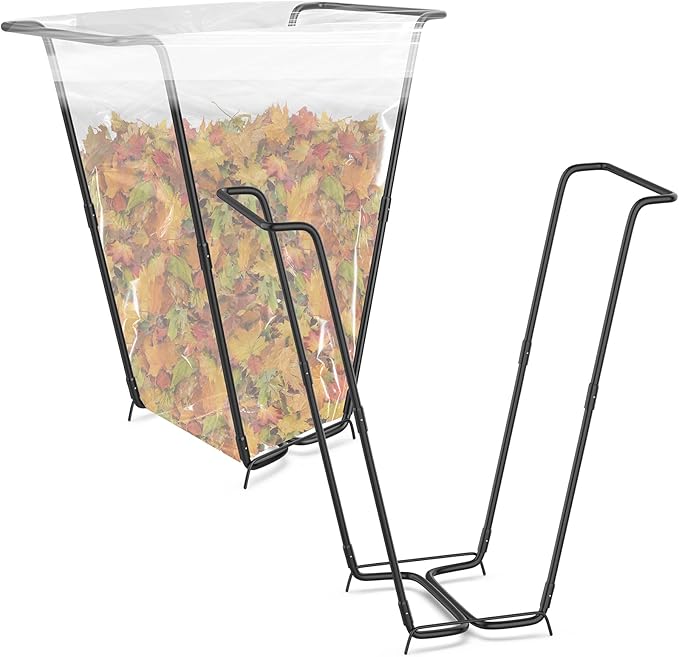 2PCS Outdoor Trash Bag Holder Stand Metal Garbage Bag Holder for Yard Work Frame Holds 30-45 Gallons Trash Bags Portable Leaf Bag Holder for Leaves Camping Lawn Party Weeding Yard Gardening（2pcs）