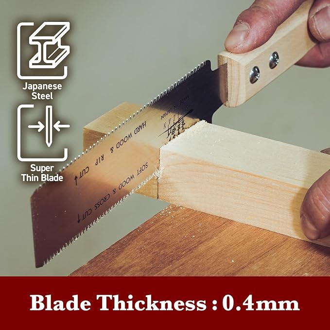 SUIZAN Ryoba Double Edge Saw 6" - Professional Japanese Pullsaw Small Handsaw Woodworking Tools