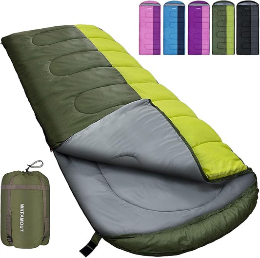 XL 10 Degree Sleeping Bags Waterproof for Adults 350GSM Machine Washable with Compression Sack for 3-4 Season Camping Outdoor