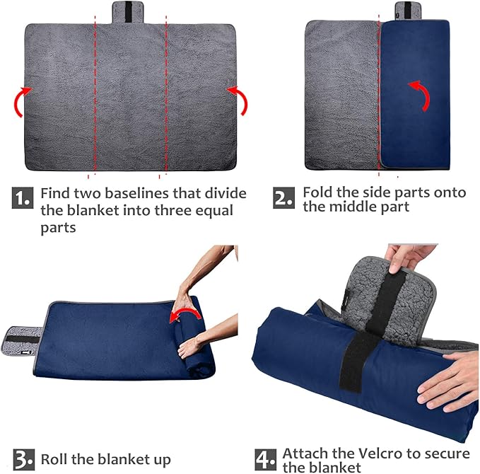 Tirrinia Large Waterproof Outdoor Blanket, Soft Warm Windproof Stadium Blanket with Sherpa Fleece and Foldable for Outdoor Sport, Baseball, Football, Beach, Concerts, Car