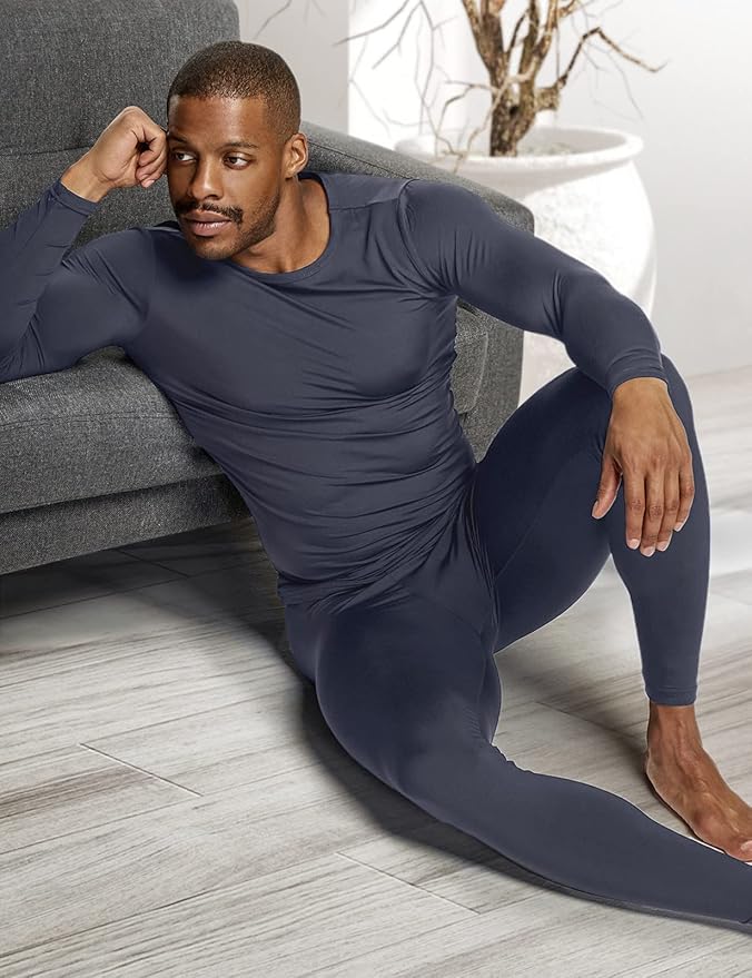 TSLA Men's Thermal Underwear Set, Microfiber Soft Fleece Lined Long Johns, Winter Warm Base Layer Top & Bottom