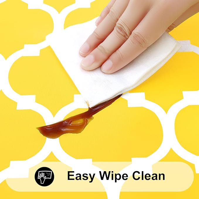 Smiry Rectangle Picnic Table Cover, Waterproof Elastic Fitted Camping Tablecloths for 5 Foot Tables, Wipeable Flannel Backed Vinyl Tablecloth Protector for Indoor, Outdoor (Yellow, 36x60 Inches)