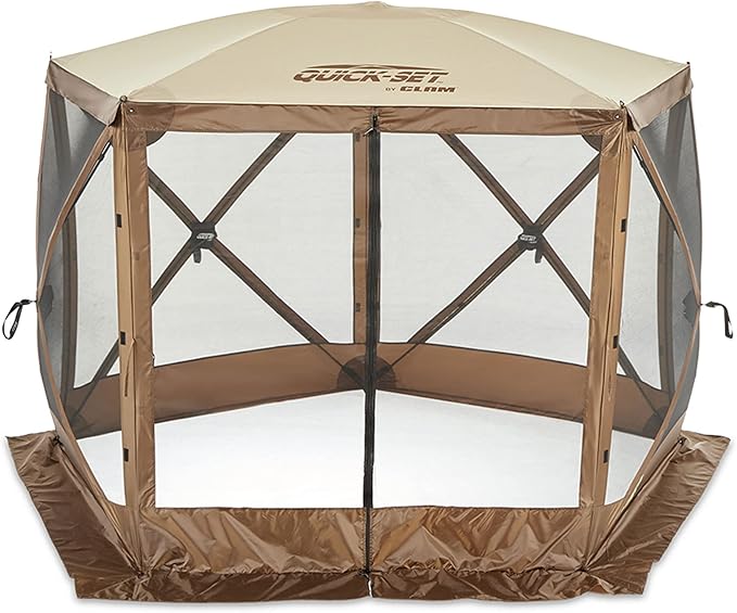 CLAM Pop Up Screen Tent, Outdoor Camping Gazebo Canopy, Venture, 9' x 9', Brown