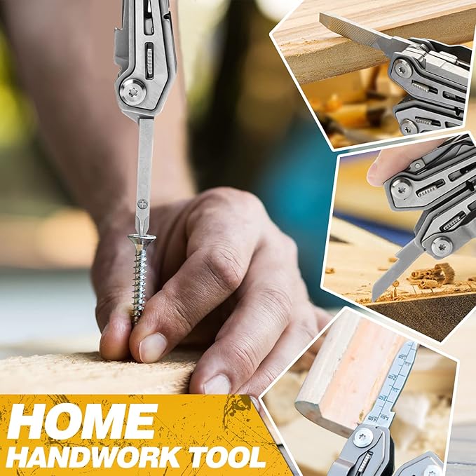 BIBURY Multitools BI2043, 17-in-1 Portable Multitool Foldable Spring-Loaded Pliers with Scissors, Can Opener & Screwdriver, Safety Locking EDC Tools for Camping Outdoor Activities Home Repair (Black)