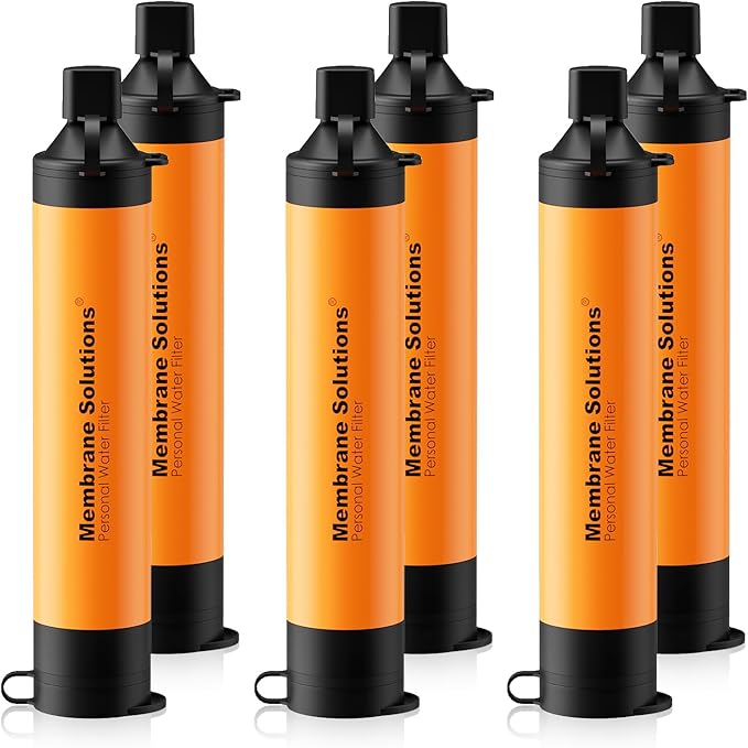 Membrane Solutions Straw Water Filter S1, NSF/ANSI 42&372&401 certificated, Survival Filtration Portable Gear, Emergency Preparedness, Supply for Drinking Hiking Camping Team Family Outing