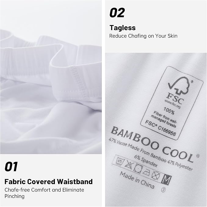 BAMBOO COOL Men's Underwear Briefs Fabric Covered Waistband Underwear Breathable Briefs with 3D Pouch Tagless Panties for Men