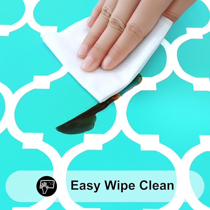 Smiry Rectangle Picnic Table Cover, Waterproof Elastic Fitted Camping Tablecloths for 4 Foot Tables, Wipeable Flannel Backed Vinyl Tablecloth Protector for Indoor, Outdoor (Teal, 30x48 Inches)