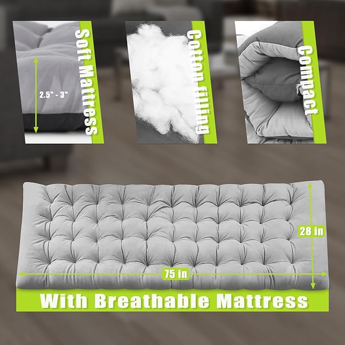 Folding Camping Cot, Adjustable Camping Cot for Adults, Portable Reclining Lounge Chair with Mattress/Pillow, 1200 D Oxford Camping Cots for Indoor/Outdoor