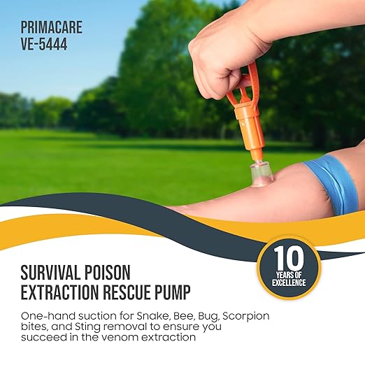 Primacare VE-5444 First Aid Venom Extractor Pump, Outdoor and Portable One-Hand Suction for Snake, Bee, Bug, Scorpion Bites and Stings Removal, Survival Poison Extraction Rescue Pump