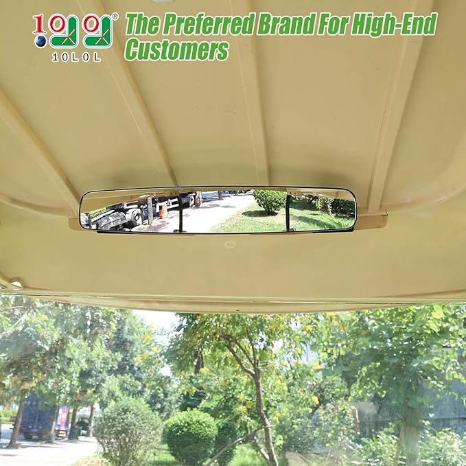 10L0L Panoramic Convex Golf Cart Mirror for EZGO, Club Car, Yamaha, Golf Cart Rear View Mirror (Double Bracket)