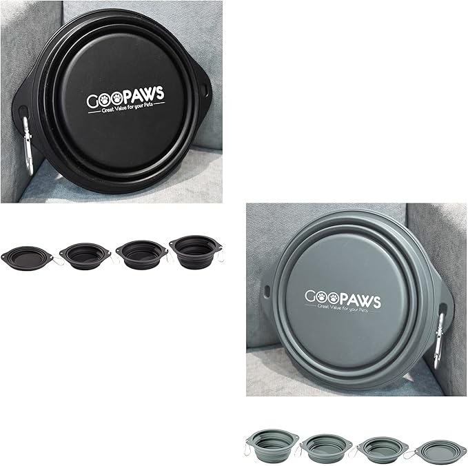 Silicone Non-Skid Collapsible Travel Dog Bowl, 2 Pack Lightweight & Leak-Proof Pet Bowl, Food Grade Portable Pet Bowls, for Dogs and Cats