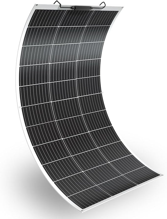 Flexible Solar Panel 100W 105W 12V Monocrystalline 250° Curvature Fiberglass High Efficiency Lightweight for RVs Boat Cabin (White)