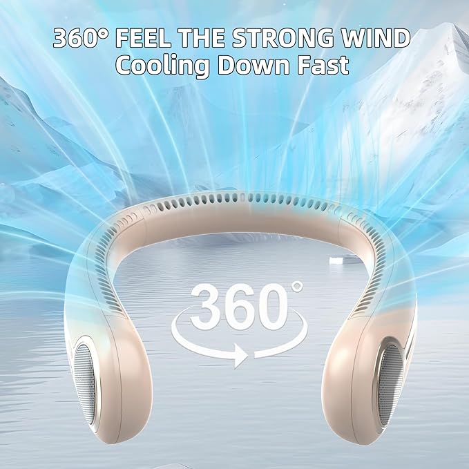 Portable Neck Fan,Gift Ideas,Personal Wearable Bladeless Fan,360° Cooling,LED Display,4-Speeds,6000mAh Rechargeable,Powerful Wind,Outdoor Travel Camping,Birthday Gifts for Men Women Dad Mom (Brown)