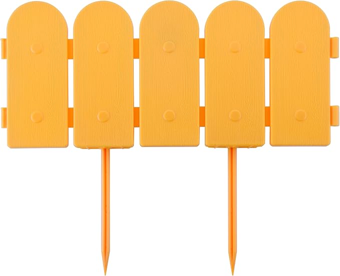 Evelyne Garden Border Edging: Wooden Fence Design - 8pcs Timber Yard Landscaping Fence Liner Lawn Edge Barrier - 10ft Kit of Decorative Lawn Landscape Panels Elements -Landscaping Edging-GMT-10374-C08