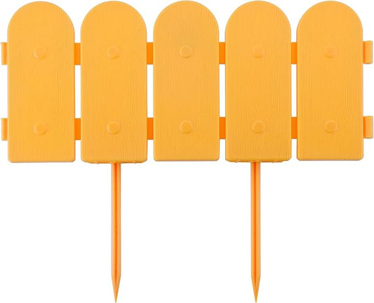 Evelyne Garden Border Edging: Wooden Fence Design - 8pcs Timber Yard Landscaping Fence Liner Lawn Edge Barrier - 10ft Kit of Decorative Lawn Landscape Panels Elements -Landscaping Edging-GMT-10374-C08