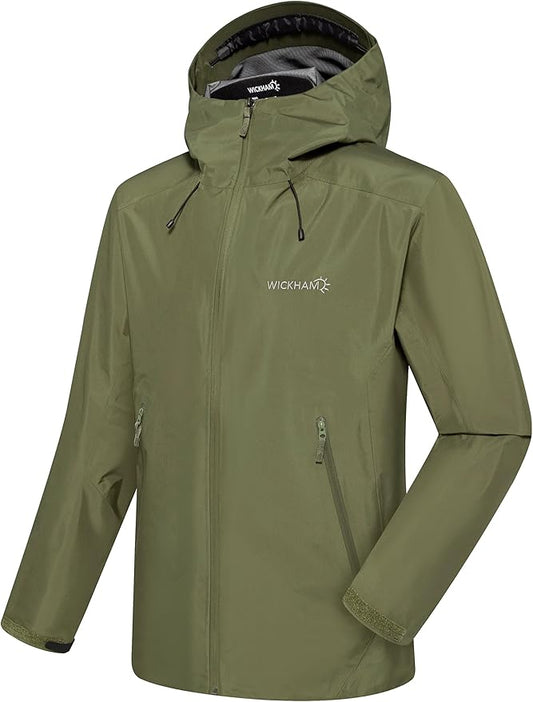 WICKHAM Men's High-performance Rain Jacket Outdoor Waterproof Windproof Coat fully Sealed Seams Shell for Expedition,Golf