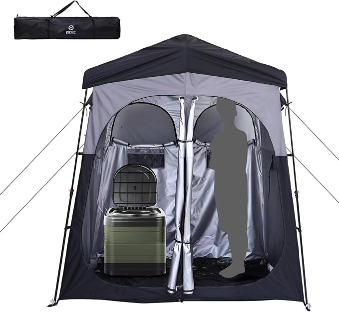 Nice C Camping Shower Tent, Instant Pop Up Changing Tent, Privacy Tent, Outdoor Shower Enclosure, Toilet Tent, Oversize (2 Room)