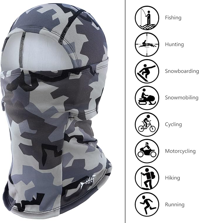 BASSDASH Winter Balaclava Fleece Ski Mask Ninja Hood Neck Warmer Fishing Hunting