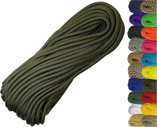 1/4" ParaMax Paracord 100 ft – 1000 lb Type IV Rope for Dog Leashes, Camping, Kayak Anchor - Made in USA - Olive Drab