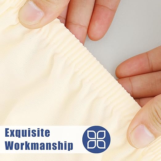 Picnic Table Cover with Bench Covers, Elastic Fitted Spandex Tablecloths for 6 Foot Rectangle Tables, Stretch Washable Patio Tablecloth for Outdoor, Camping (Beige, 30"x72")