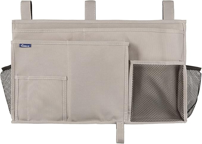 Surblue Bedside Caddy Hanging Bed Organizer Storage Bag Pocket for Bunk and Hospital Beds, College Dorm Rooms Baby Bed Rails,Camp (8 Pockets),Gray